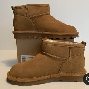 BearPaw Women’s Size 6 Hickory II Brown Suede & Wool Lined Boots Ankle Booties